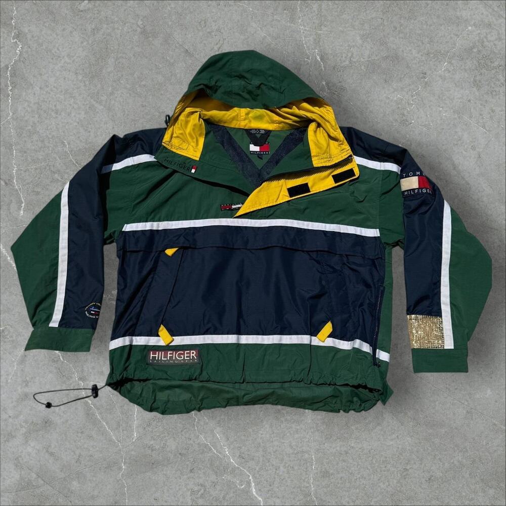 Vintage Tommy Hilfiger Sailing Gear Jacket Green and Blue